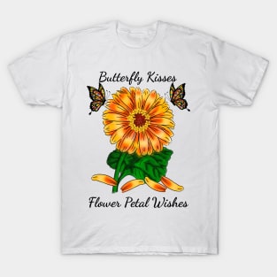 Butterfly Kisses Flower Petal Wishes Orange T-Shirt